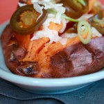 Twice Baked Sweet Potato with Munster Cheese and Jalapenos