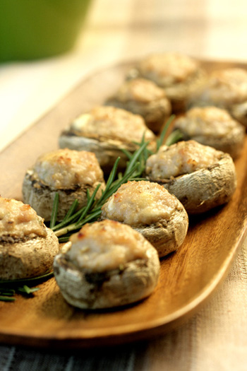 Mushrooms Stuffed with Sausage and Goat Cheese